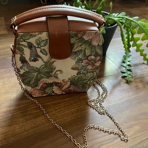 Ande vintage purse handbag floral tan